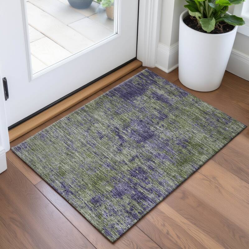Premium Washable Super Soft Solid Ombre Mayfield Rug - Olive - 1'8" x 2'6"