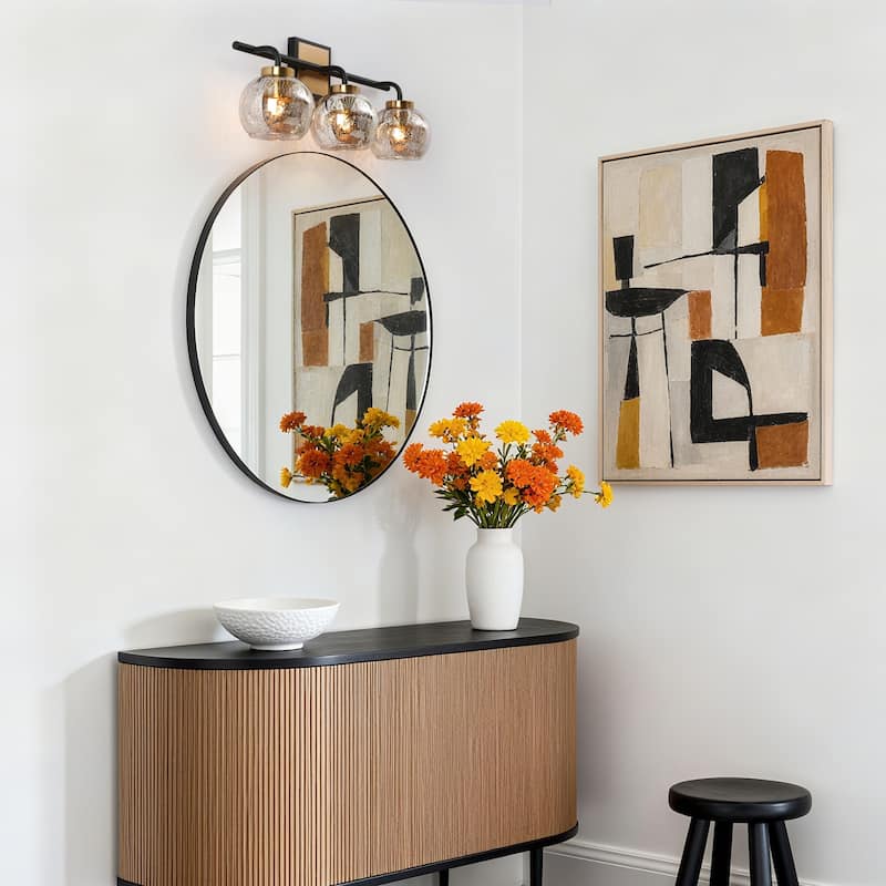 Modern 1/2/3/4-Light Black Gold Bathroom Vanity Lights Mercury Glass Wall Sconces