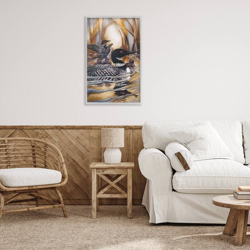 Stupell Loon Family Among Pond Ripples Framed Giclee Art Design By Jody Bergsma