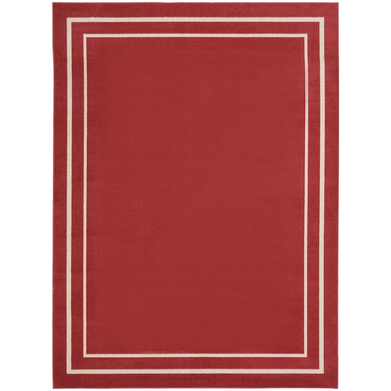 Nourison Sandy Indoor / Outdoor Solid Area Rug - 9' x 12' - Brick/Ivory