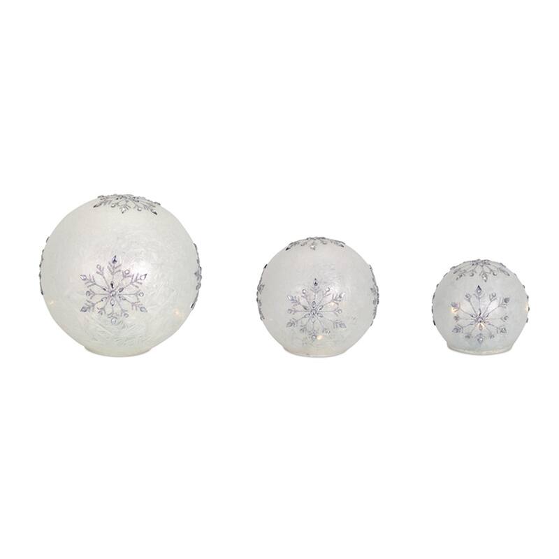 LED Frosted Snowflake Jewel Globe (Set of 3) - N/A