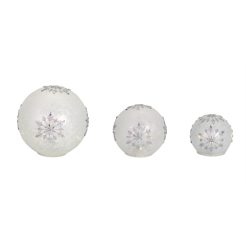 LED Frosted Snowflake Jewel Globe (Set of 3) - N/A