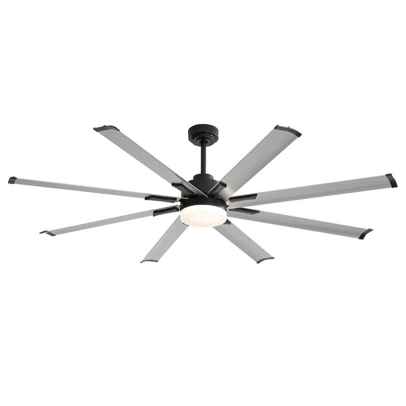 72" Black LED Ceiling Fan with Light Kit and Remote(8-blade)