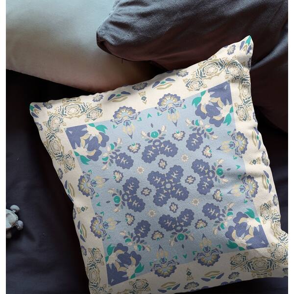 Amrita Sen Rose Box Broadcloth Indoor Outdoor Pillow Offwhiteblue Overstock 32616054