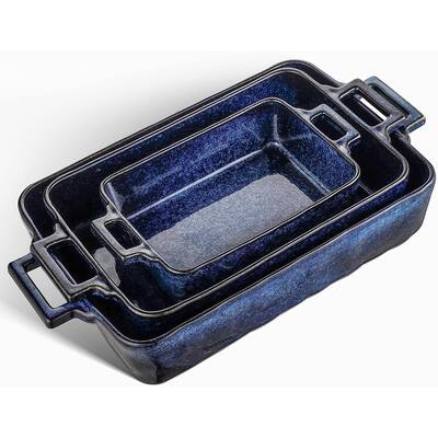 Ceramic Bakeware Set, Porcelain Rectangular Lasagna Pans Casserole Dish Set for Baking, Cooking, Kitchen