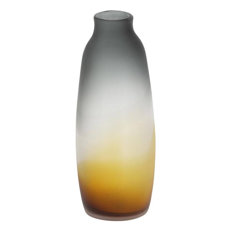 17" Charcoal And Orange Ombre Glass Table Vase - 6.70