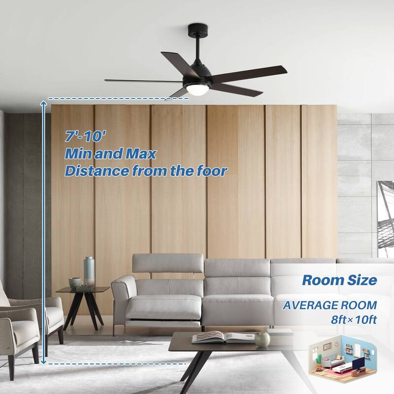 52" Plywood Ceiling Fan with Light and Remote Reversible Quiet AC Motor Dimmable LED Dual Color Blade