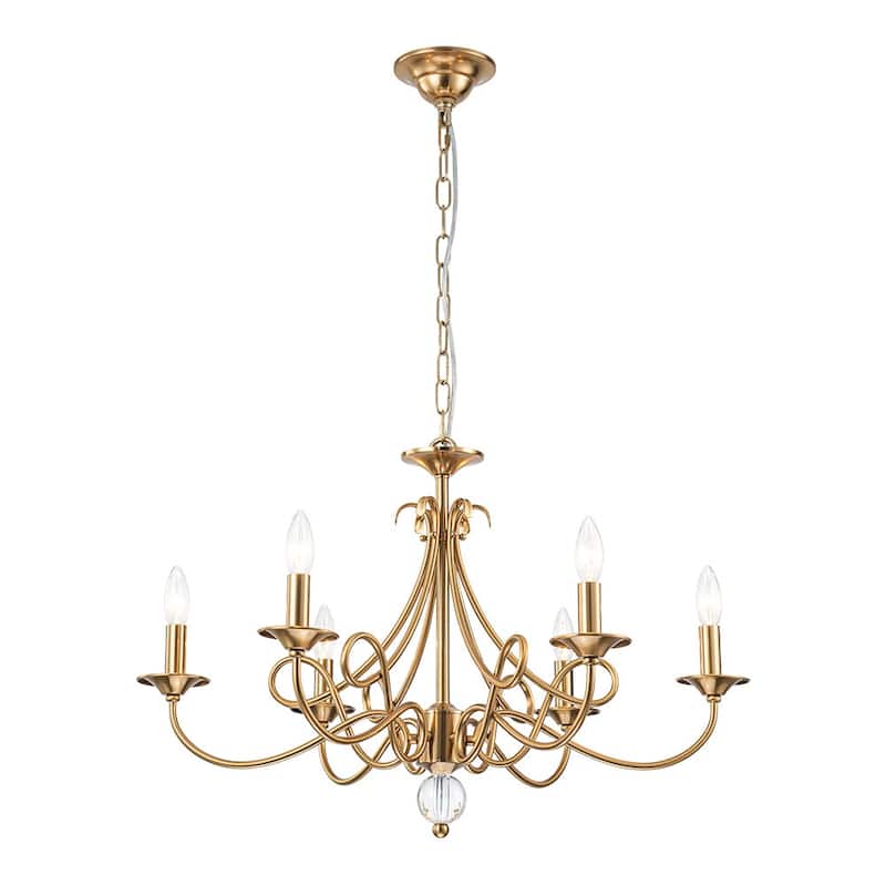 French Country Style 6-Light Candlestick Metal Chandelier - 28.7 in
