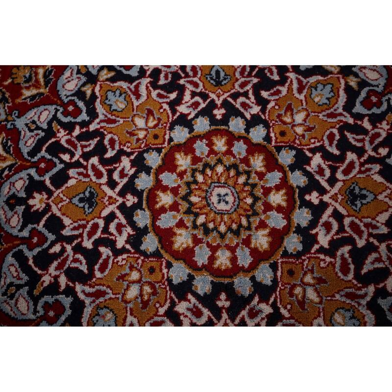Red Traditional Kashan Turkish Area Rug Machine Made Oriental Carpet - 9'9" x 12'10"