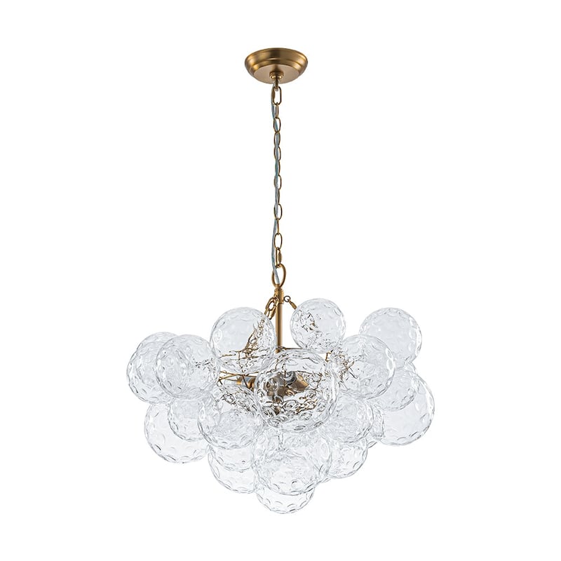 Luxury Brass Hammered Water Glass Globe Cluster Bubble Chandelier