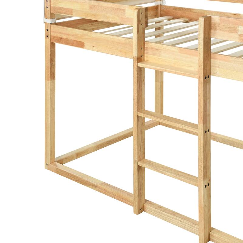 House Bed Twin Over Twin Bunk Bed Wood Platform Bed Frame