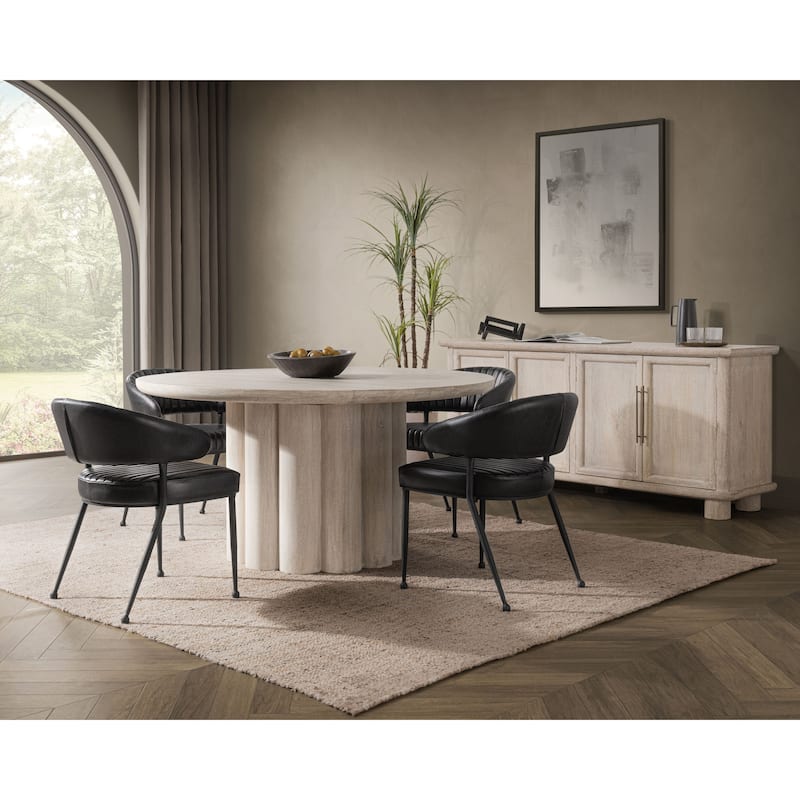 Beau 60" Mango Wood Round Dining Table by Kosas Home - White