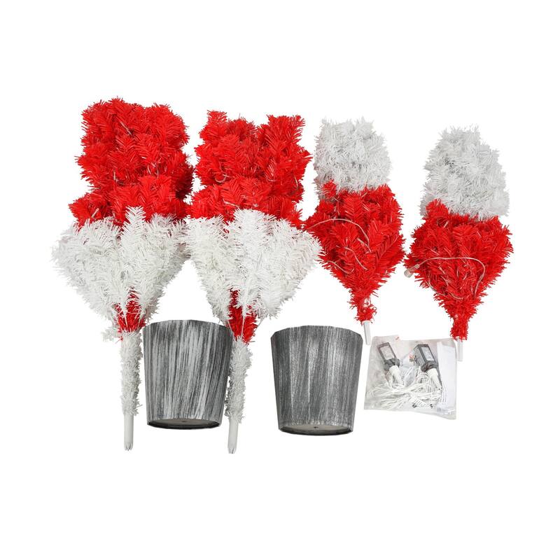 Lighted Santa Hat Style 4ft Christmas Tree 2 Piece Set