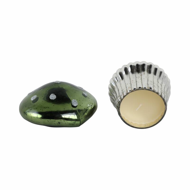 Glass Mushroom Candle Jar with Lid Boho Glam Wax Soy Accent Decor - 6" x 6" x 6"