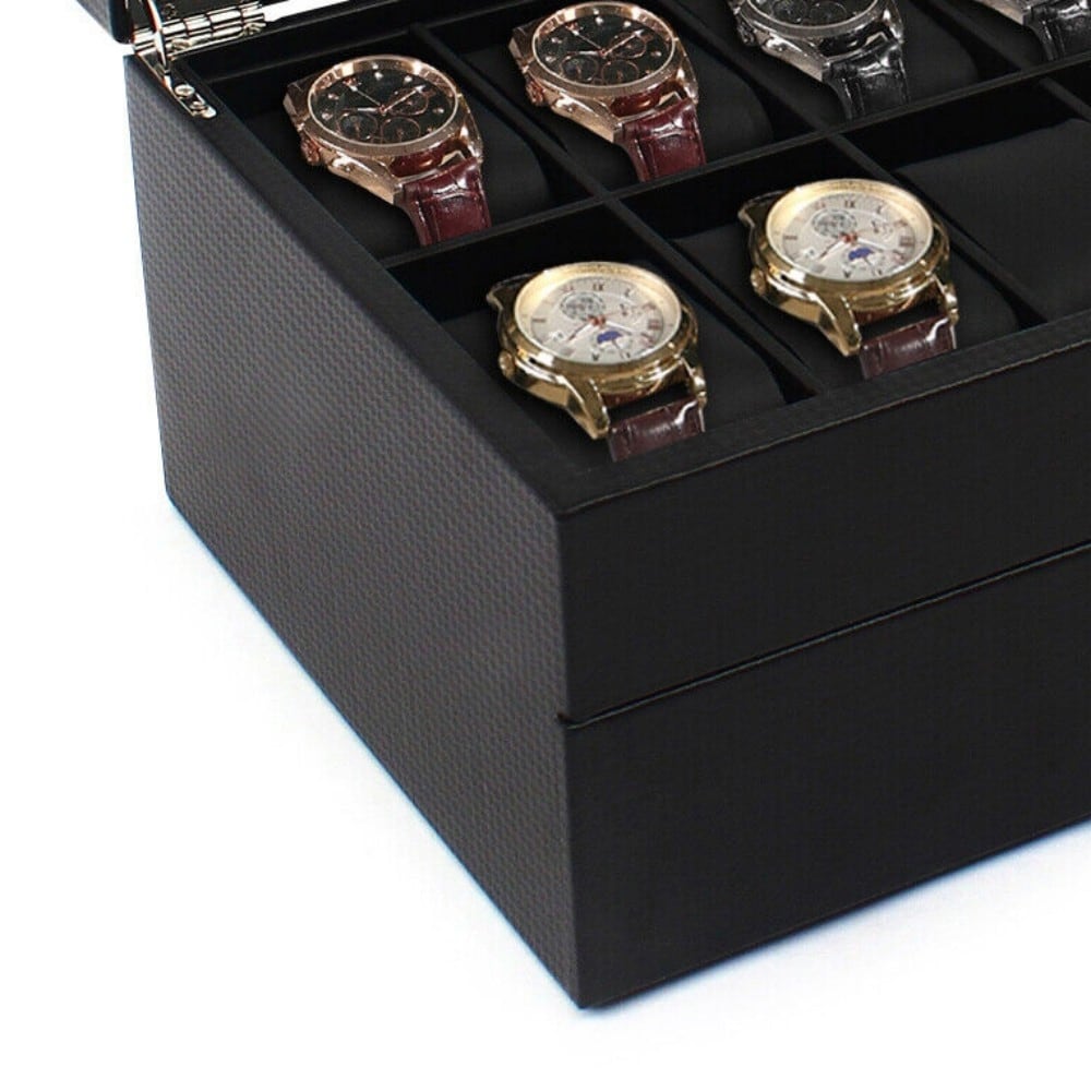 Watch Box 24 Mens Case Glass Top Lockable Display Organizer 13 8 6inch On Sale Bed Bath Beyond 36962701