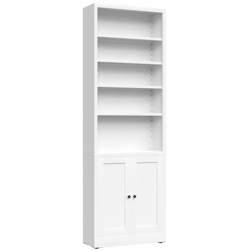 71" Tall Metal Bookcase with Door and Adjustable Shelves