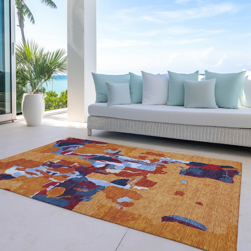 Machine Washable Indoor/ Outdoor Abstract Glam Chantille Rug