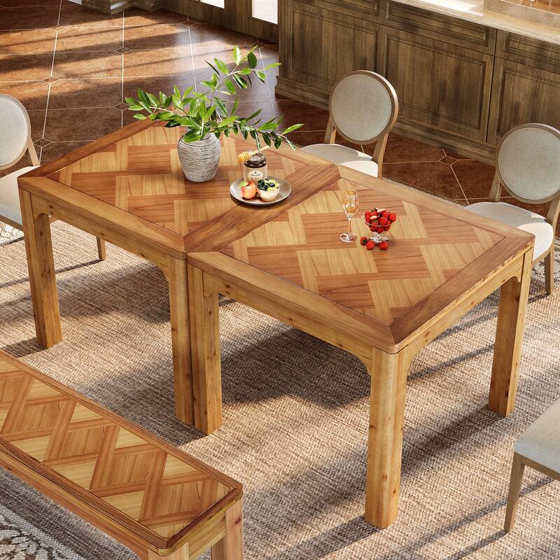 31.5" Square Farmhouse Dining Table, Solid Wood Rustic Kitchen Table