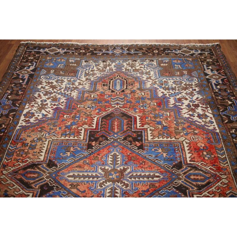 Hand Knotted Oriental 100% Wool Carpet Traditional Medallion Red Heriz Area Rug - 10' 1'' X 7' 5''