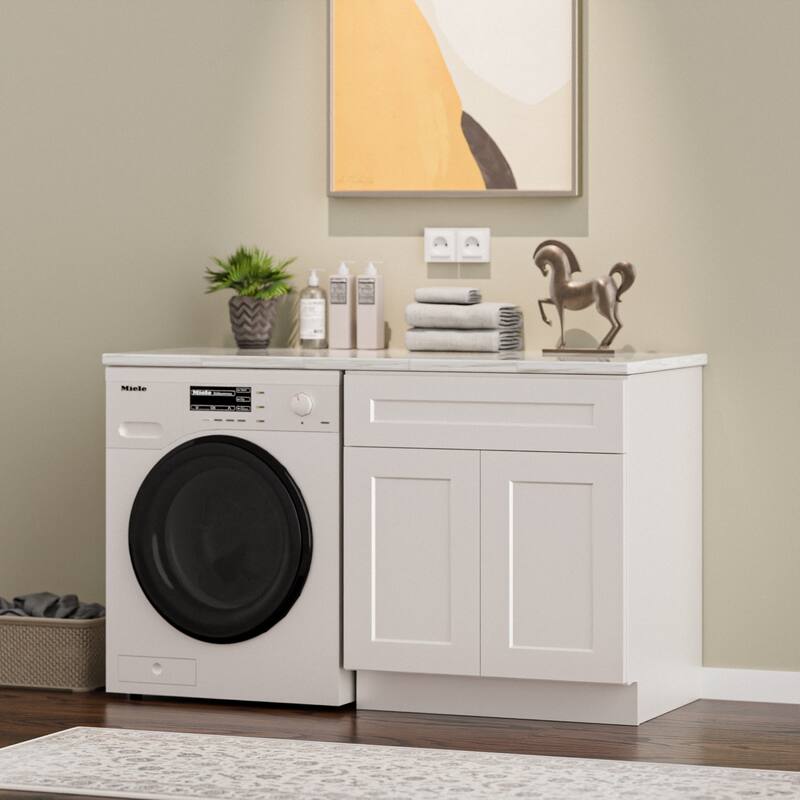 30" White Shaker Sink Base Cabinet, 24" Deep, Double Door, Ready-to-Assemble for Kitchen, Bathroom(Countertop Not Included) - White