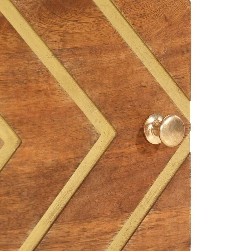 vidaXL Cabinet Nightstand End Table with Door Brown and Black Solid Wood Mango