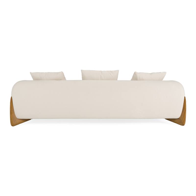 Modrest Fleury Contemporary Cream Fabric and Walnut Sofa