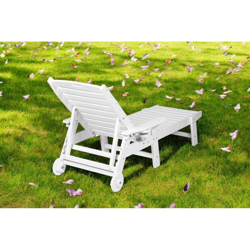 3-Piece Chaise Lounge Set with Side Table – Oversized Outdoor Lounge Chair with 5 Adjustable Positions, Wheels