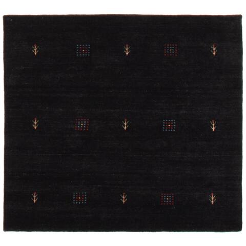 ECARPETGALLERY Hand Loomed Gabbeh Luribaft Black Wool Rug - 4'3 x 3'10