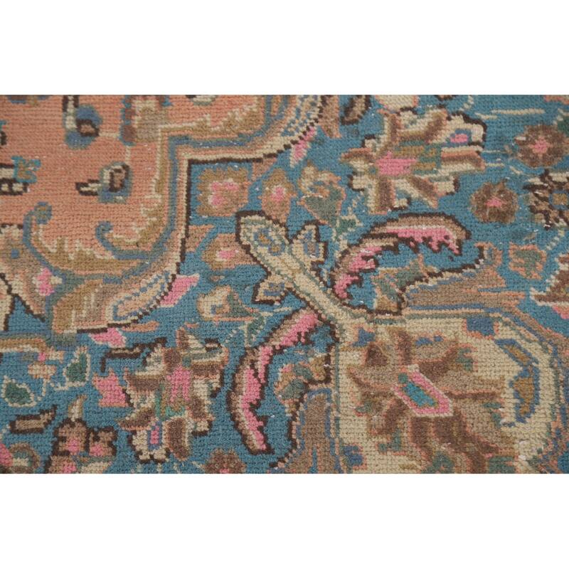 Hand Knotted Oriental 100% Wool Carpet Traditional Floral Pink Mashad Area Rug - 12' 9'' X 9' 6''