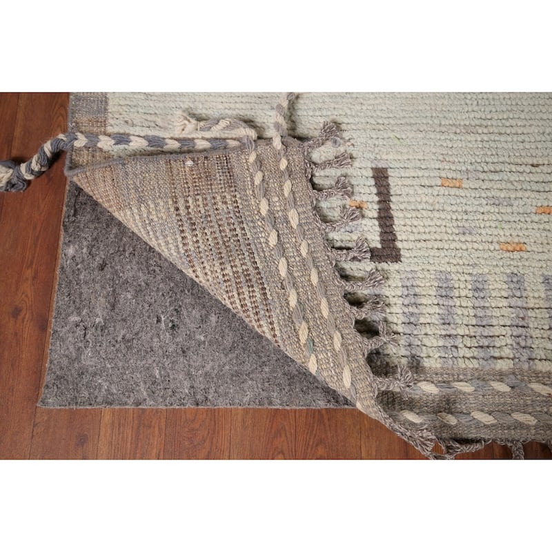 Modern Moroccan Abstract Area Rug Handmade Stripe Wool Carpet - 8'10"x 12'5"