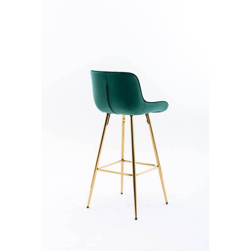 Velvet Fabric Swivel Bar Stools Set of 2, Counter Height Bar Chairs with Back, Kitchen Island Stools with Metal Legs
