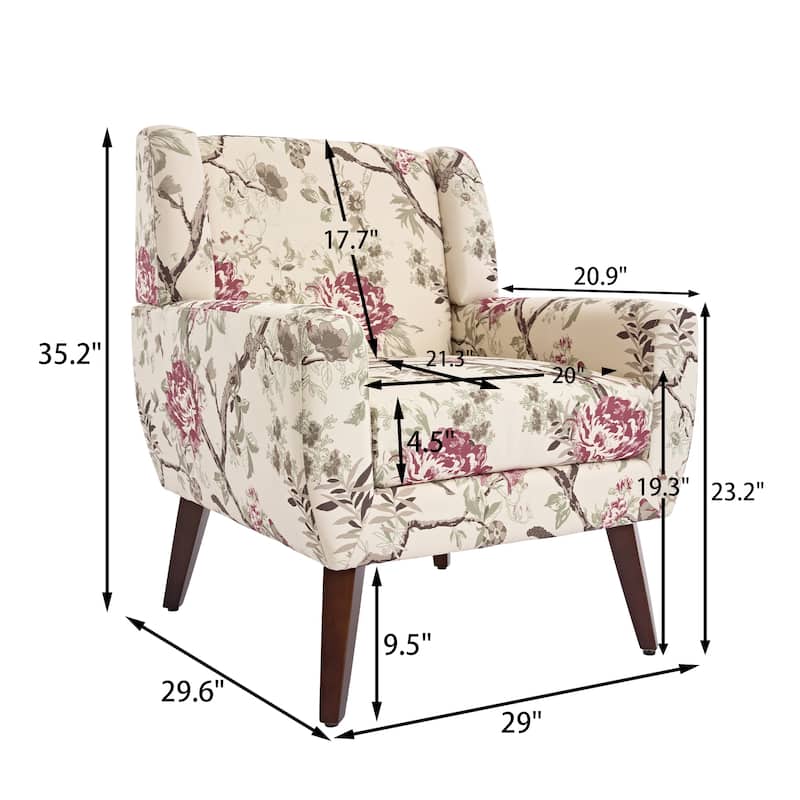 Set of 2 Modern Accent Chair Cotton Linen Upholstered Armchair for Living Room