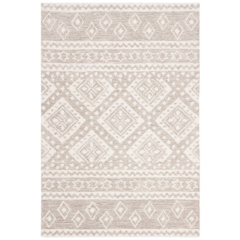 SAFAVIEH Handmade Blossom Mahalia Modern Floral Wool Rug - 6' x 6' Square - Navy/Ivory