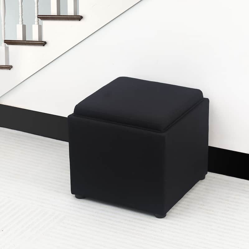 Adeco Storage Ottoman With Tray
