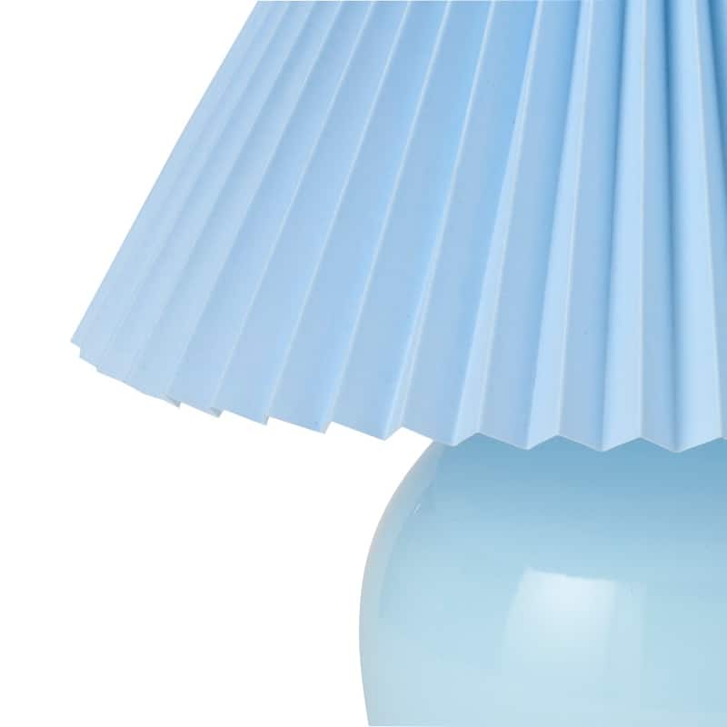 Nourison 13" Round Ceramic Table Lamp with Pleated Shade