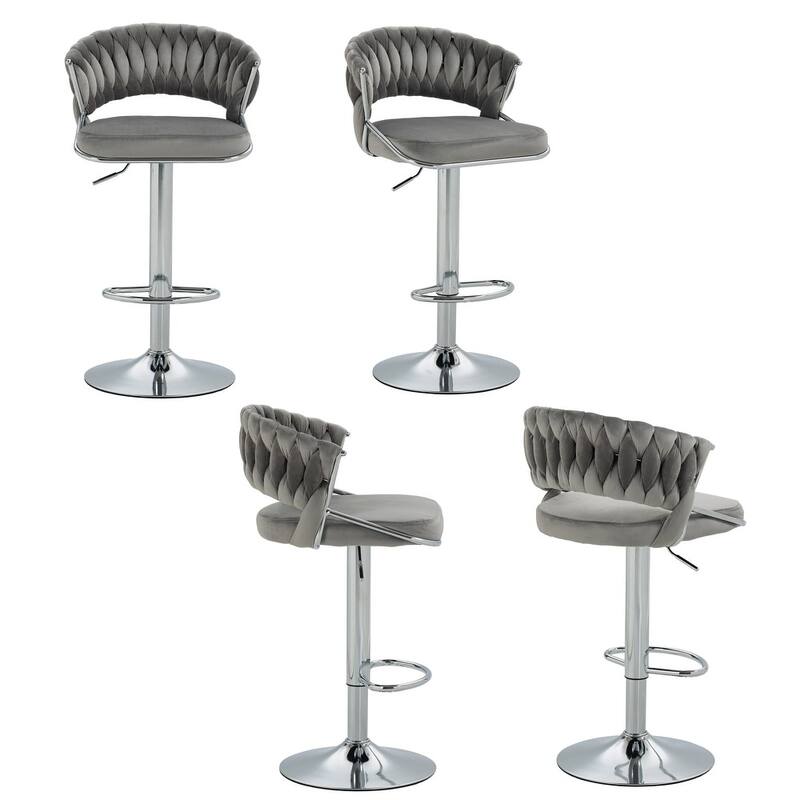 Modern Velvet Counter Bar Stools with Backs(Set of 4)