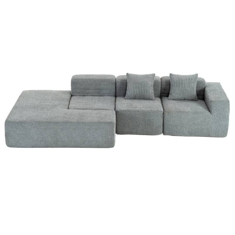 Contemporary Modular Sectional Sofa with Boucle Upholstery and Low Sofa Cushions for Flexible Seating in Modern Living Rooms