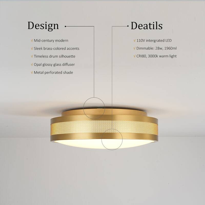 Modern Mesh Design Round Dimmable LED Flush Mount Ceiling Light