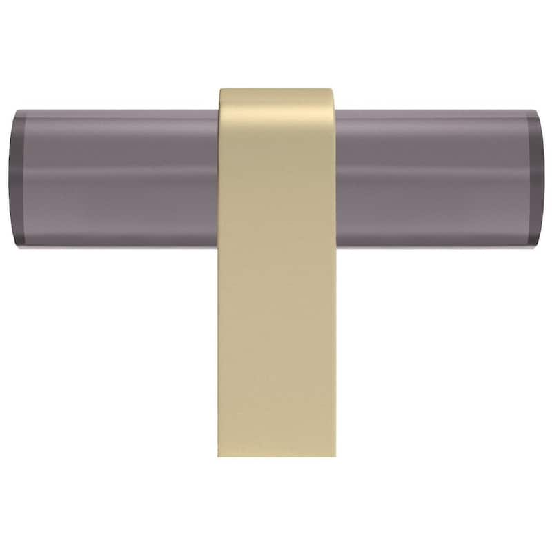 Hapny Home C02-SM Clarity 2" Wide Solid Metal and Smoke Acrylic Luxury - Smoke / Satin Brass