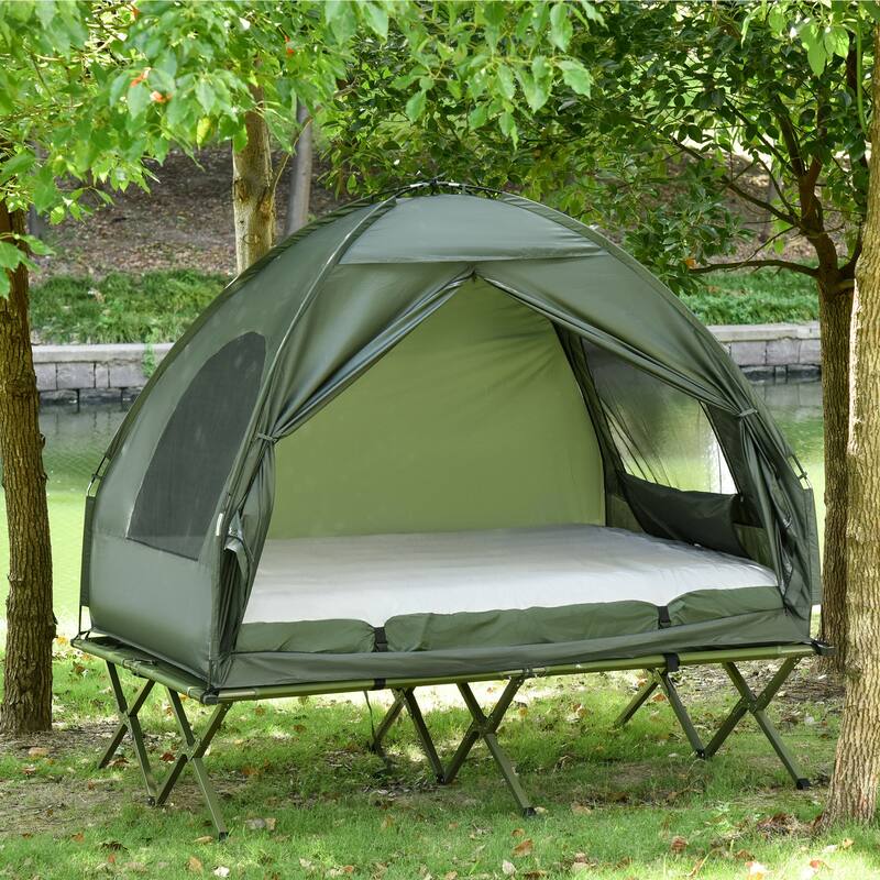 2 Person Foldable 4-In-1 Elevated Camping Bed Tent