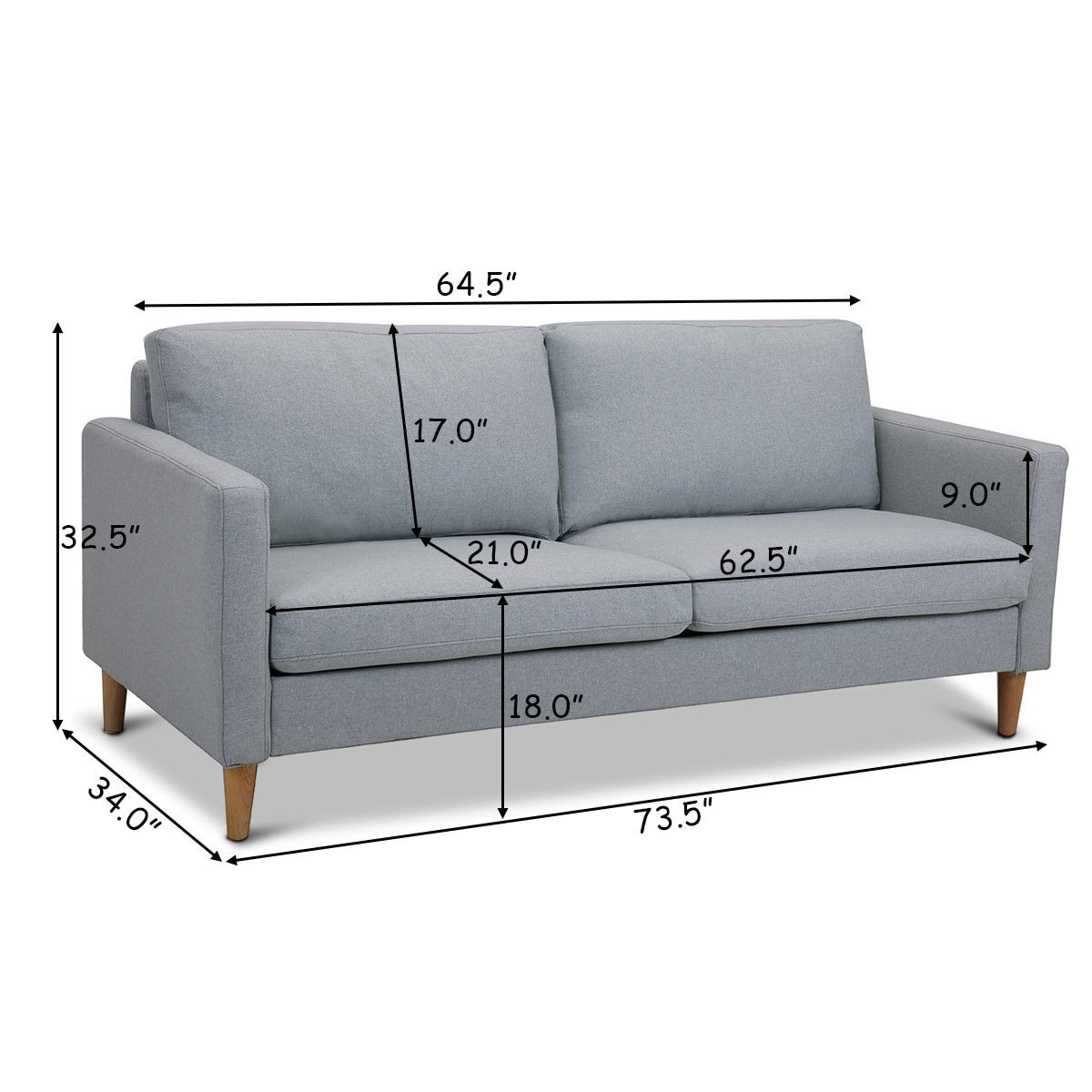 Costway Modern Fabric Couch Sofa Love Seat Upholstered Bed Couch Sofa Love Seat Upholstered Bed