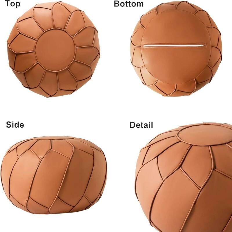 Unstuffed Pouf Ottoman Set of 2 - Large Round