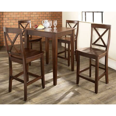 5Pc Pub Dining Set W/X-Back Stools