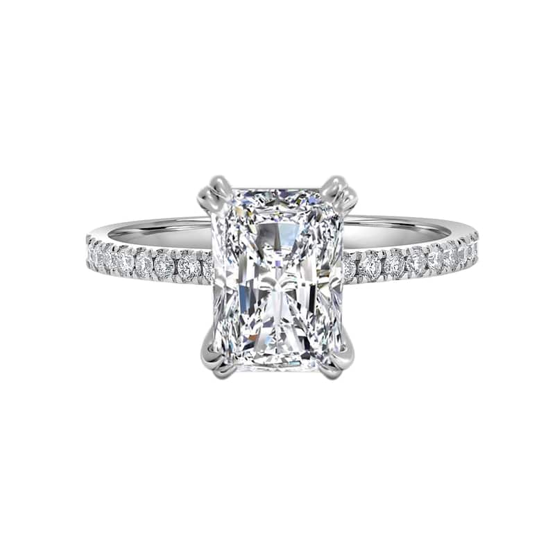 Auriya 2 1/3ctw Radiant-cut with Hidden Halo Diamond Engagement Ring 14K Gold Certified (H-I, SI1-SI2) - White - 6.5