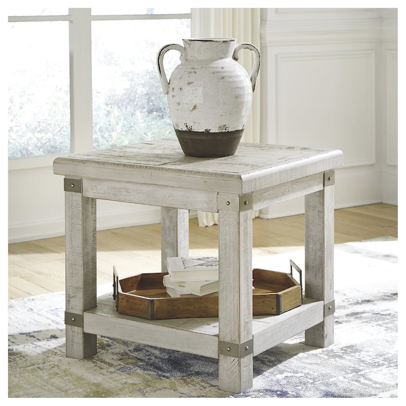 Carynhurst Casual Rectangular End Table White Wash Gray - gray - Wood