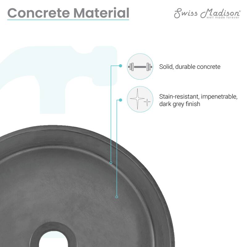 Swiss Madison SM-VSC110 Lisse 14-5/8" Circular Concrete Vessel