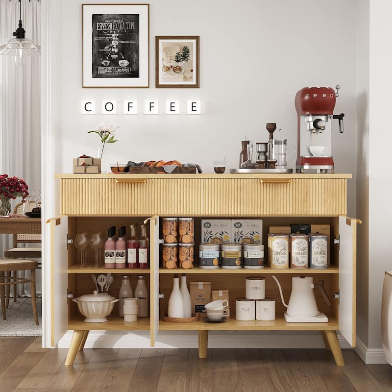 Gymojoy Sideboard Buffet Cabinet Storage, Modern Buffet with 3 Doors & 2 Drawers, Adjustable Shelves for Kitchen, Living Room