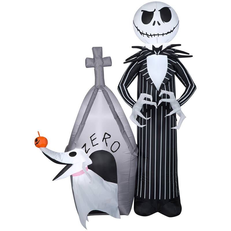 Gemmy Airblown Jack and Zero w/House Scene Disney , 5 ft Tall, Multicolored