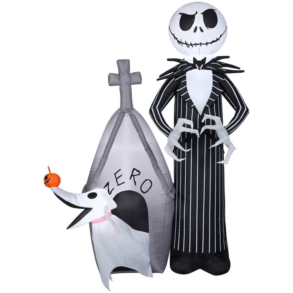 Gemmy Airblown Jack and Zero w/House Scene Disney , 5 ft Tall, Multicolored