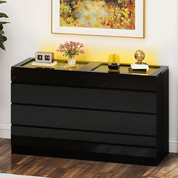 Moasis 4/8 Drawer Dresser Chest of Drawers Tempered Glass